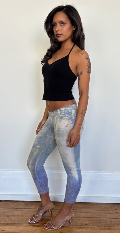 Fake Denim Capris - Brazilian Supplex