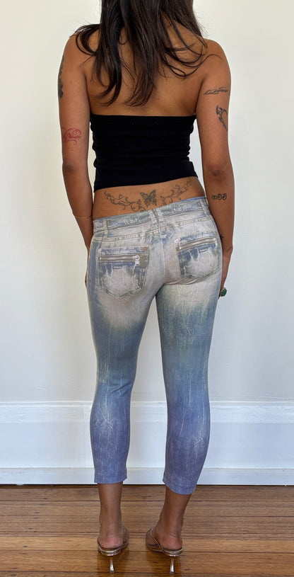 Fake Denim Capris - Brazilian Supplex
