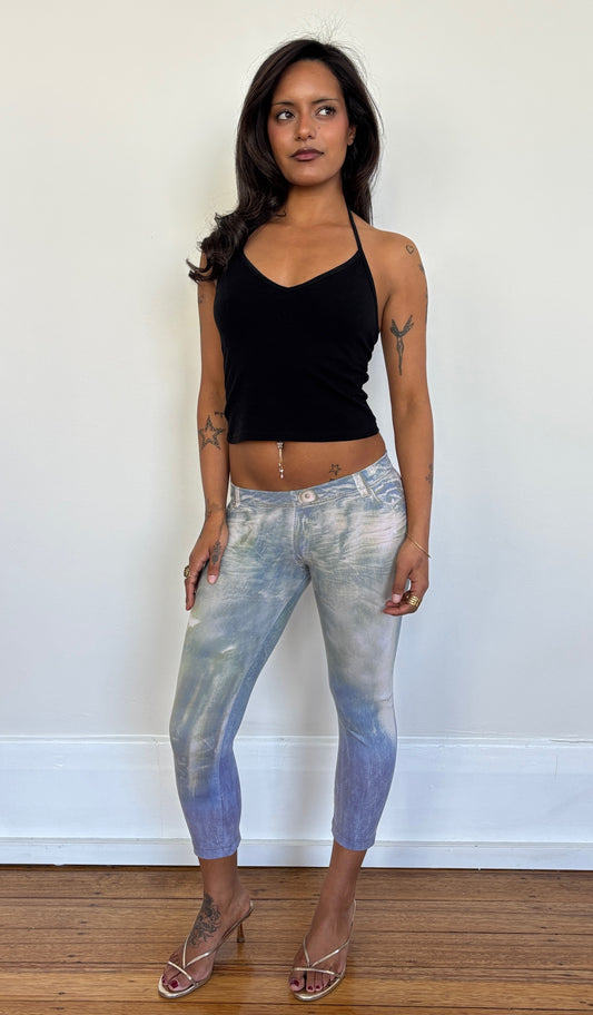 Fake Denim Capris - Brazilian Supplex