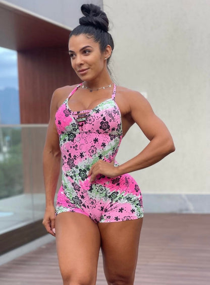 Pink Floral Playsuit