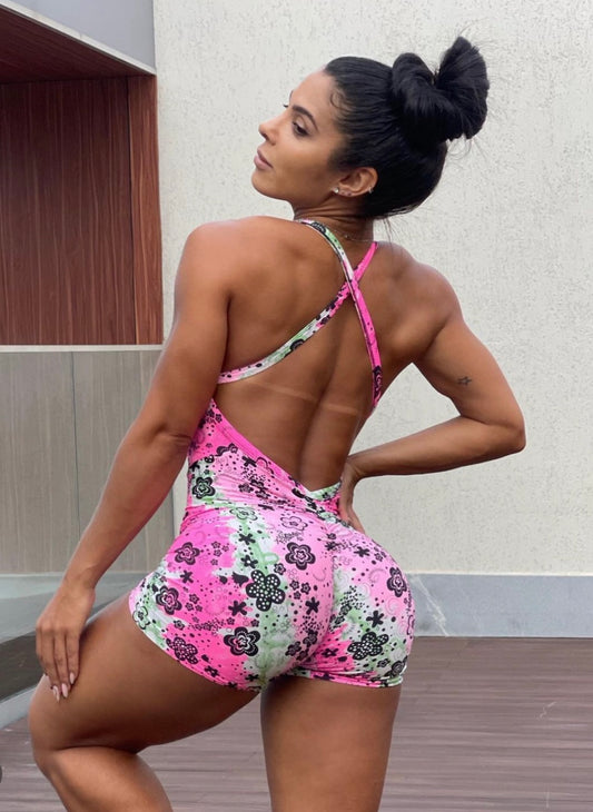 Pink Floral Playsuit